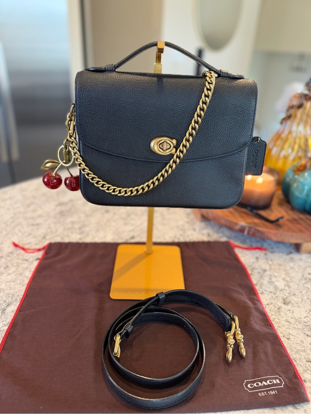 Coach Cassie Crossbody Black Pebbled Leather Bag Style 68348